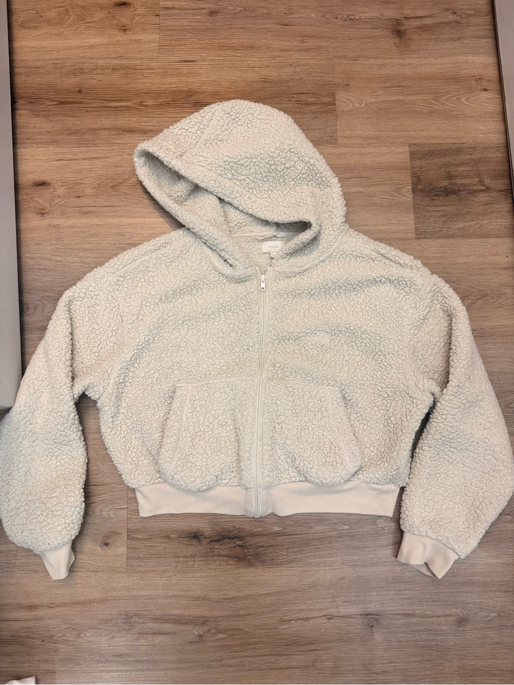 SKIMS Teddy Zip Up Jacket Cream Hooded